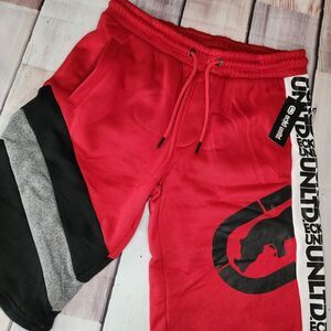 Ecko Unltd Mens Small Jogger Drawstring Sweatpant Fleece Shorts True Ecko Red‎